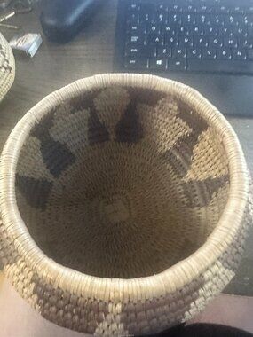 Vintage Tohono O'odha Style Coiled Basket Olla Southwest 7"